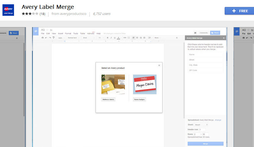 using avery templates in google docs